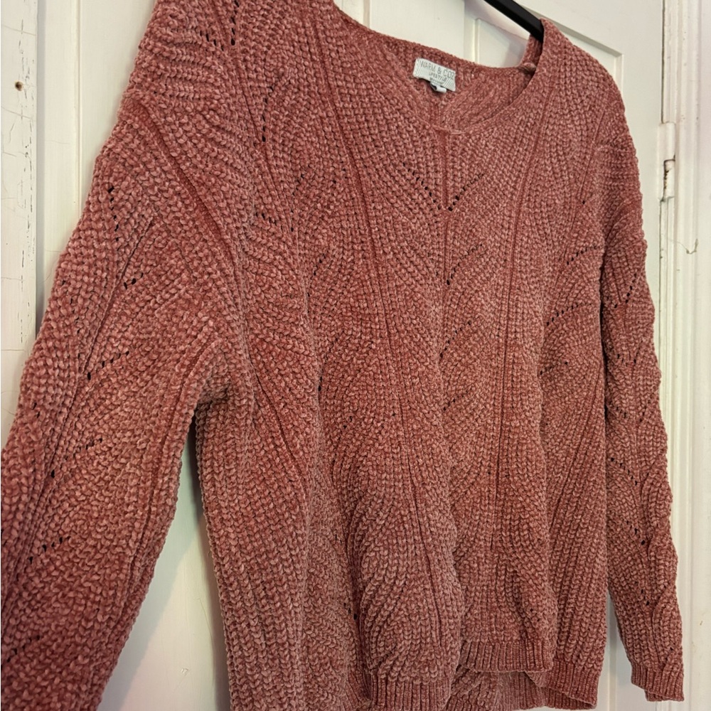 Cozy Pink Cable Knit Sweater